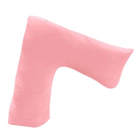 V Shaped Pillow with Cover - V Pillow For Neck And Shoulder Pain - Pink Microfiber Cover with Extra Virgin Hollow Fiber Filling - V Cushion For Pregnancy and Nursing(Pink)