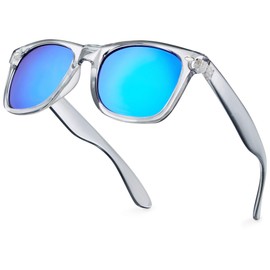 Retro Rewind Translucent Frame Colorful Neon 80s Sunglasses for Men Women - Reflective Mirrored Lens