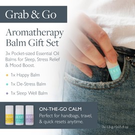 Scentered Pocket-Size Aromatherapy Balm Gift Set – 3X Essential Oil Balms for Sleep, Stress Relief & Mood Boost (Sleep Well, De-Stress, Happy) – Natural, Mess-Free, Travel-Friendly – Grab & Go 3-Pack