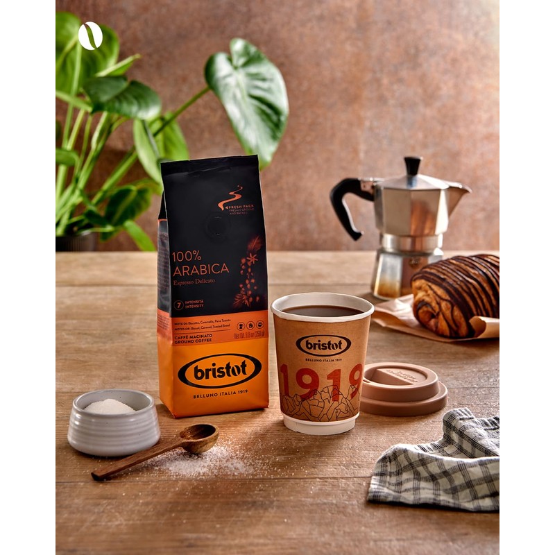 Bristot 100% Arabica Ground Coffee – Italian Espresso Delicato –