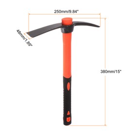 HARFINGTON 2pcs Pick Mattock Hoe, 15 inch Steel Forged Weeding Garden Pick Axe with Red Fiberglass Handle Garden Pick Axe Hand Tool for Digging, Gardening, Camping, Planting