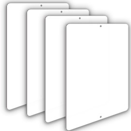 Ashoaza Blank Write-On Metal Sign, Blank Metal Signs, Rust Free Aluminum, Engineer Grade Reflective Material, UV Protected, Weather/Fade Resistant, Easy to Install 12 x 8" (4 Pack)