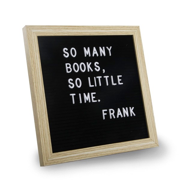 C CRYSTAL LEMON Letter Board by Crystal Lemon, Felt Letter Board, 10x10 inches, Changeable Wooden Message Board Sign, Wood Frame, Wall Mount, with Display Stand (Black)