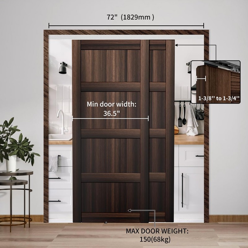 SongYung Heavy Duty Bypass Sliding Closet Door Track Hardware 72",6FT
