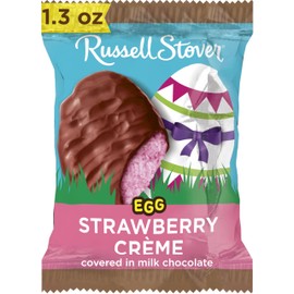Russell Stover Easter Strawberry Crème Milk Chocolate Easter Egg, 1.3 oz each (Pack of 18)