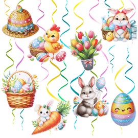 Simpeak Easter Decoration Hanging Spiral [Pack of 8] Easter Decoration, Easter Decoration Children, Hanging Banner, Easter Egg Rabbit Chick Carrot Chicken