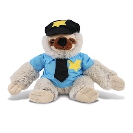 DolliBu Sloth Police Officer Super Soft Plush Toy - Soft Sloth Cop Stuffed Animal Dress Up with Cute Cop Uniform and Cap Outfit - Gift with Personalization - 7.5 Inches