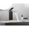 Black Bathroom Faucet Gold Waterfall One Handle 1-3 Hole Lavatory