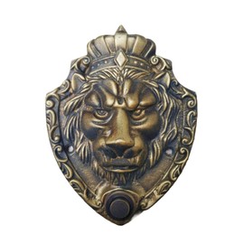 Anatolica Crowned Lion Wired Brass Doorbell Chime Push Button Vintage Decorative Door Bell (Antique Bronze)