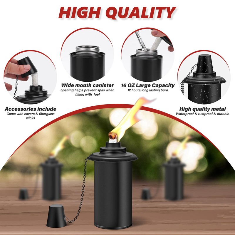 ZSPENG 4 Pack Torch Replacement Canisters, 16oz Bamboo Lantern Refillable