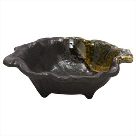 Banko Ware 17744 Kurooribe Konoha Shaped Small Bowl