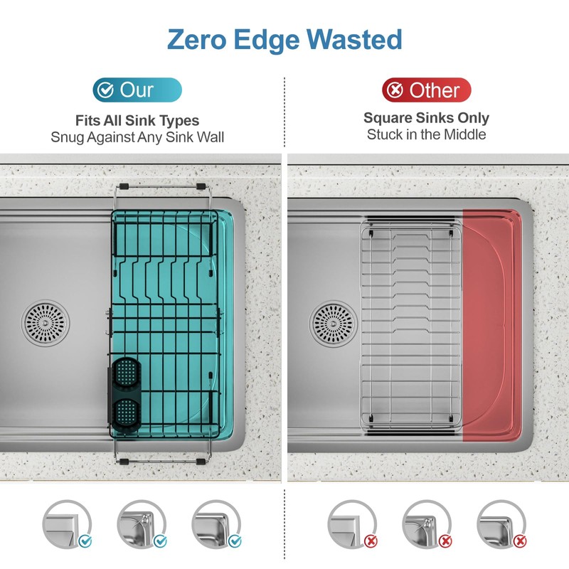 iSPECLE Small Sink Dish Drying Rack, Expandable Narrow Rust Resistant