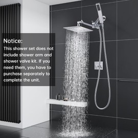 G-Promise All Metal 10" Dual Square Shower Head Combo | Rain Shower Head | Handheld Shower Wand | Adjustable | Smooth 3-Way Diverter | 71" Extra Long Hose - A Bathroom Upgrade (Chrome)