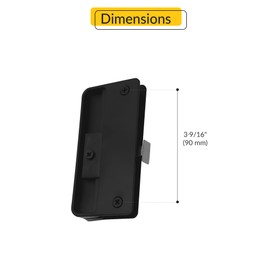 Brixwell Patio Screen Door Latch Set, Black Finish, Plastic Construction, 3-9/16" Hole Centers, Fits 1-3/4" Door Thickness, Non-Keyed, Used in Residential Sliding Doors