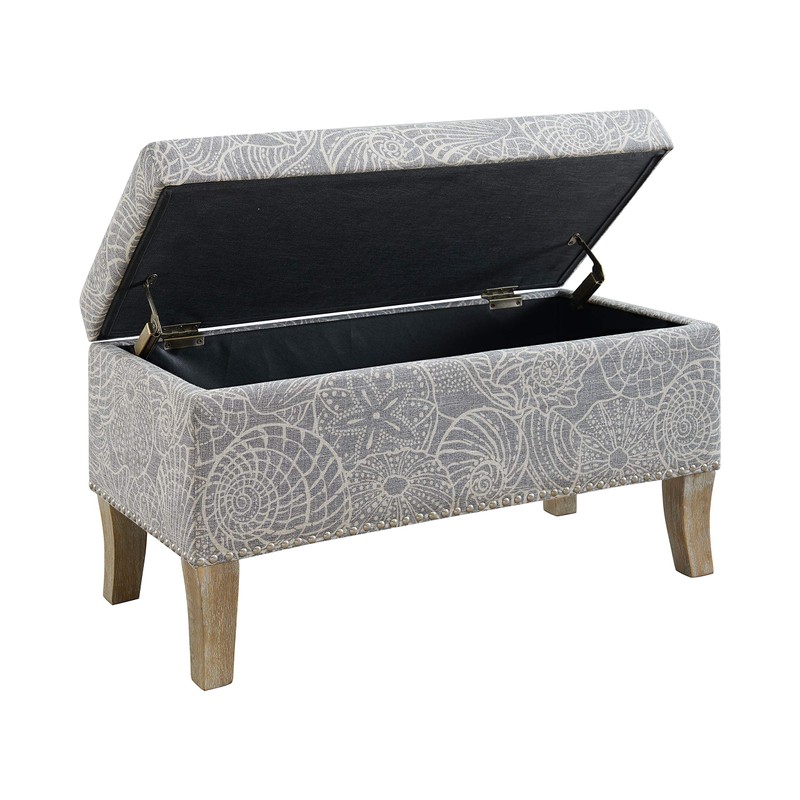 Linon Stone Upholstered Storage Stephanie Ottoman