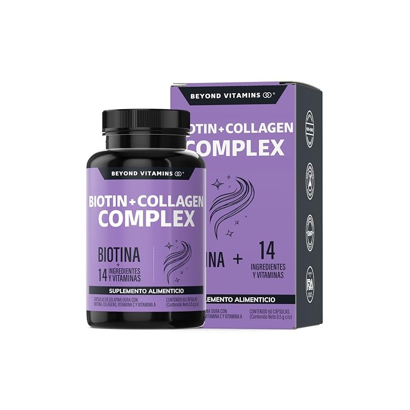 Biotin Collagen Complex Contiene Biotina Colágeno Ingredientes Vitaminas Suplemento Vitamínico