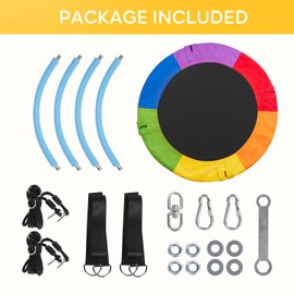 DECORLIFE 40 Inch Tree Swing, Saucer Swing for Kids Outdoor, Round Swing 700lb Weight Capacity with Sturdy Hanging Straps, 360° Rotate Swivel, Adjustable Ropes, 900D Oxford Waterproof, Multicolor