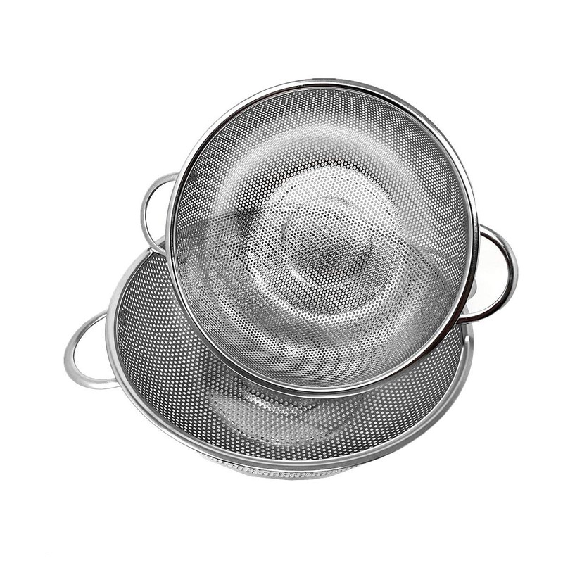 Colander Set of 2, Heavy Duty Stainless Steel Micro-Perforated Strainer