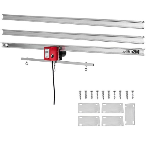 Happybuy 10.8 ft Adjustable Indoor Grow Light Mover Track Rail Mover Kit 10 r/min, Mover Motor w on/Off Button, Three Moving Rails, 0-120 Second Adjustable Time Delay Hydroponic Lighting System