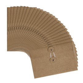 24 Pack Brown Envelopes 6"x4" with Button and String Closure, String Tie Craft Envelopes, Decorative Vintage Envelopes Pockets for Letters Postcard Greeting Card Invitations (24)