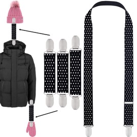 Zkptops Clips elásticos para guantes para niños pequeños, bebés y niños, soporte para manoplas, correas de fijación, conectores, Negro -, Small/Medium/Large