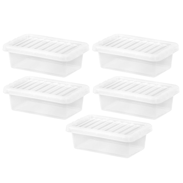 (Set of 5) Small Wham Plastic Storage Boxes With Lids