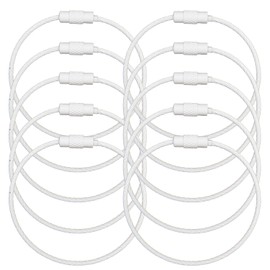 Kirakira Punpyumaru Wire Key Chain, Wire Ring, Key Ring, Approx. 5.9 inches (15 cm), Pack of 10, Key Chain, Key Ring, Strap, Cable, Screw-type, Loss, Anti-Theft, white