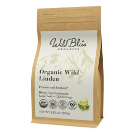 Wild Bliss Organic Linden Flower Tea - Caffeine Free Loose Leaf Calming Herbal Tea - 8.8 Ounces - 125 Servings