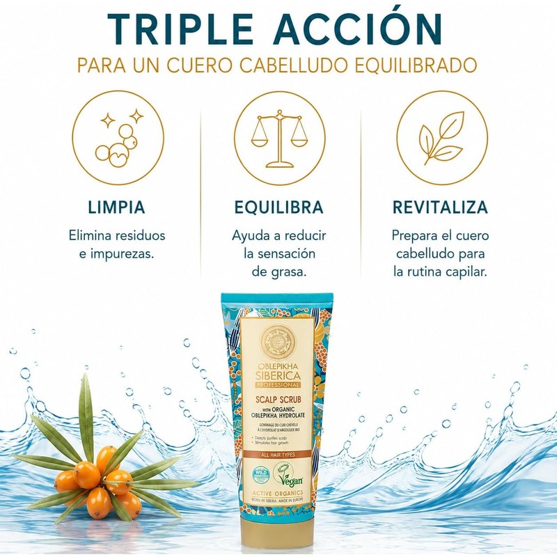 Natura Siberica Oblepikha Scalp Scrub 200ml: Exfoliante Profundo para Cabello