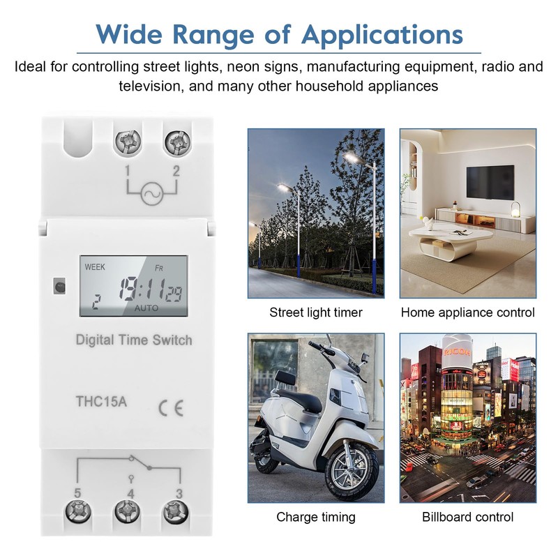 DIN Rail Digital Programmable Timer Switch, THC15A Digital Timer Switch