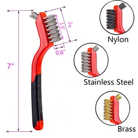 Wire Brush Set,Socell 6pcs Nylon/Brass/Stainless Steel Mini Metal Wire Scratch Brushes for Cleaning Rust,Welding Slag, Dirt--7 Inches