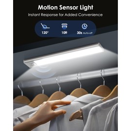 VerRon 5-Pack Under Cabinet Lighting, Upgraded 2200mAh Rechargeable Under Cabinet Lights Wireless with 3 Color Temps 68 LED, Indoor Motion Sensor Closet Lights Under-counter Light Fixtures for Kitchen