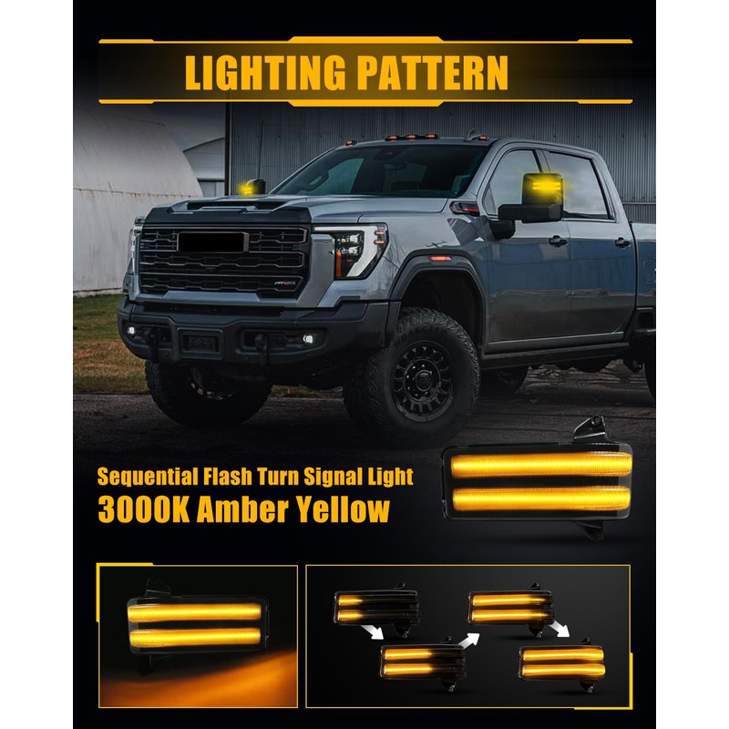 LESAUCE LED Sequential Switchback Side Mirror Lights - Compatible with