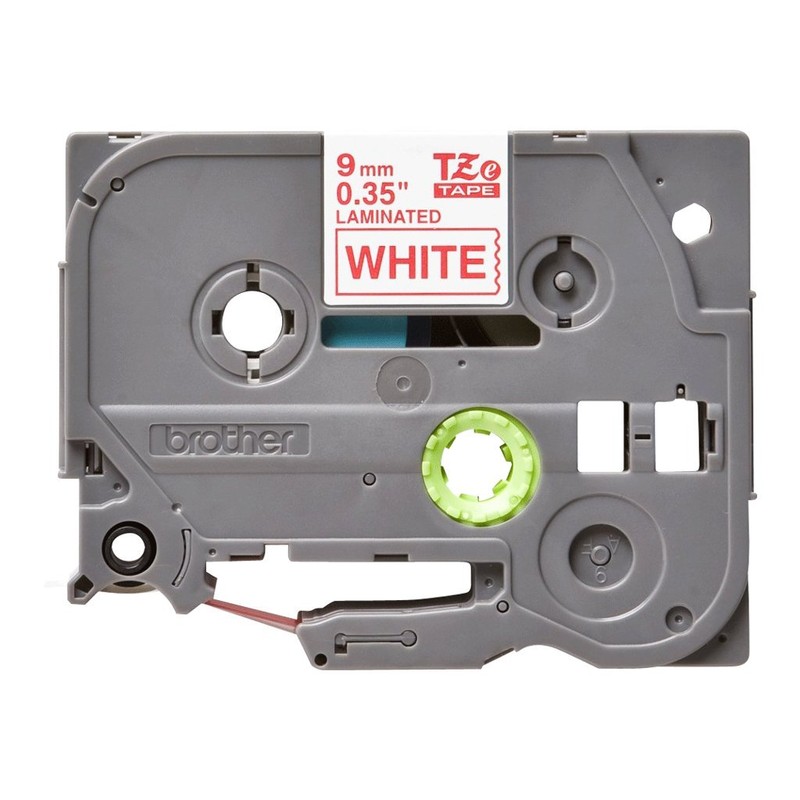 Brother TZe-222 Labelling Tape Cassette, Red on White, 9 mm