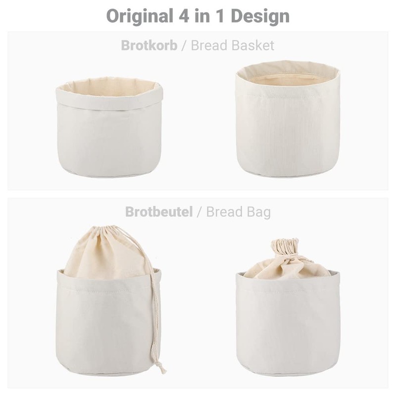ecooe Bread Basket Fabric Bread Basket with Lid and Drawstring
