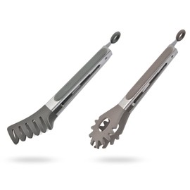 Bncxdc Kitchen Tongs, 2PCS Cooking Tongs for Kitchen, BBQ Tongs Set, Heat-Resistant Temperature Stainless Steel Spaghetti Spoon Server Noodle Spoon Food Serving Tong for Kitchen Cooking Baking Tools