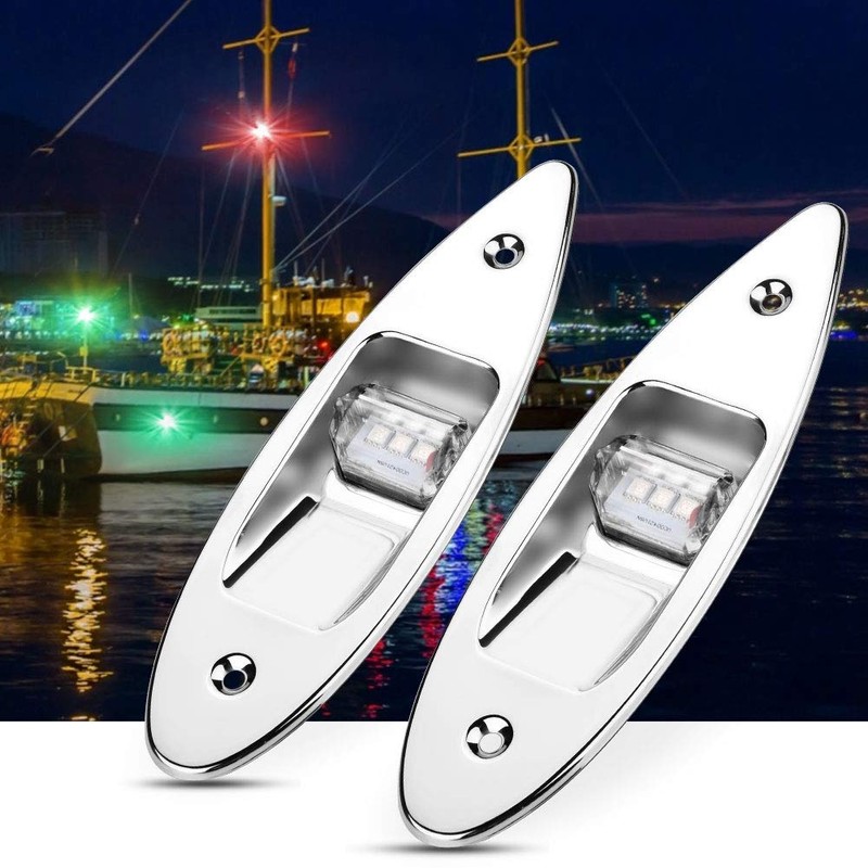 Navigation Light,2Pcs LED Flush Mount Navigation Light 12V Stainless Steel