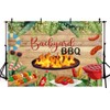 AIBIIN 7x5ft Backyard BBQ Backdrop Summer Seafood Barbecue Backdrop Rustic