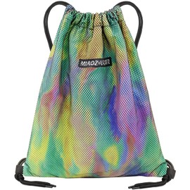 FenFang Gym Bag with Drawstring, Drawstring Bag, Sports Backpack, Small Gym Bag, Foldable, Drawstring Gym Bag, Sports Bag, Daypack with Zip, Inner Pocket for Women, Green
