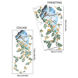 2 Sheets 3D Wall Art Floral Wall Decals Peel and Stick Hanging Vines Flowers Bird Blue Sky Removable Wall Stickers & Murals Whimsical Home Decor for Living Room Bedroom Bathroom Hallway Kids Nursery