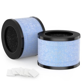 CFKREYA MK01 Air Filter Replacement with Extra 6-Pieces Essential Oil Pad for AROEVE MK01 & MK06 and Kloudi DH-JH01,POMORON MJ001H Air Purifier,4-in-1 High-Efficiency H13 HEPA Air Filter,Pack of 2