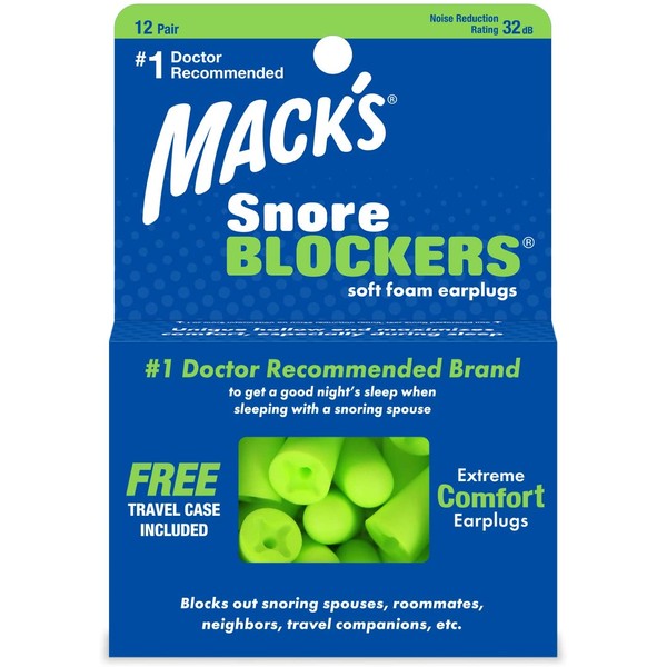 Macks Snore Blockers Soft Foam Earplugs, 12-Pair (Pack of 2)