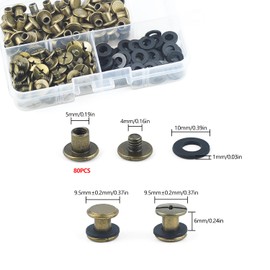 MABAHON 80 Sets Chicago Book Screws M5 x 6 mm Screw Rivets Contributions Nail Rivet Button Belt Screws for Leather Belt DIY Book Scrapbook Bookbinding Leather Decoration Bronze