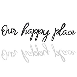 KOYILTD Our Happy Place - Arte de pared de metal para exteriores, arte de pared para exteriores, letras, letrero para el hogar, sala de estar, recámara, cocina, patio y más (relajante, mediano)
