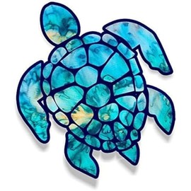 STICKY DUDE Sea Turtle Sticker Vinyl Waterproof 5 inches, Yeti Cup Cooler Box Decal Car Laptop Wall Window Bumper (Blue)