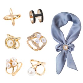 Doyime Scarf Ring, Scarf Buckle, Scarf Fastener (Set of 6), Scarf Tying Rings, Rhinestones, Women, Easy Arrangement, School Entrance Ceremonies, Graduation Ceremonies, Birthdays, Weddings, Mother's