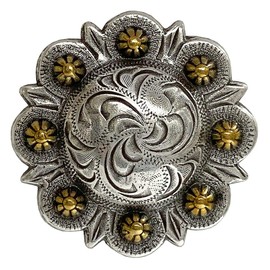 Leathercraft Saddle Conchos Antique Gold Engraved Berry Conchos Screwback - Pack of 10 PCS (BS9163-SRTPGP, 1")