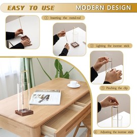 Ceremony Soporte para incienso, soporte de incienso de madera para palos con colector de cenizas de vidrio, quemador de incienso anticenizas con 20...