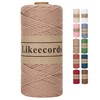 Likeecords Cotton Crochet Yarn for Bag,2Mm X 160 Yards,Macrame Cord,Chunky