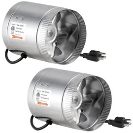 iPower 6 Inch 240 CFM Low Noise Inline Ducting Booster Fan for HVAC Exhaust with 5.5' Grounded Power Cord, 2 Packs, Silver